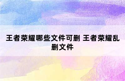 王者荣耀哪些文件可删 王者荣耀乱删文件